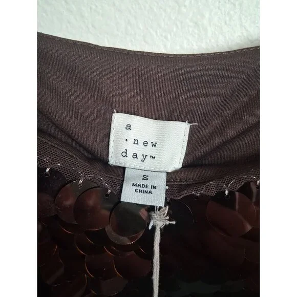 NWT A New Day Sequin Dress Party Clubwear Dance Brown Size Small - Picture 5 of 6